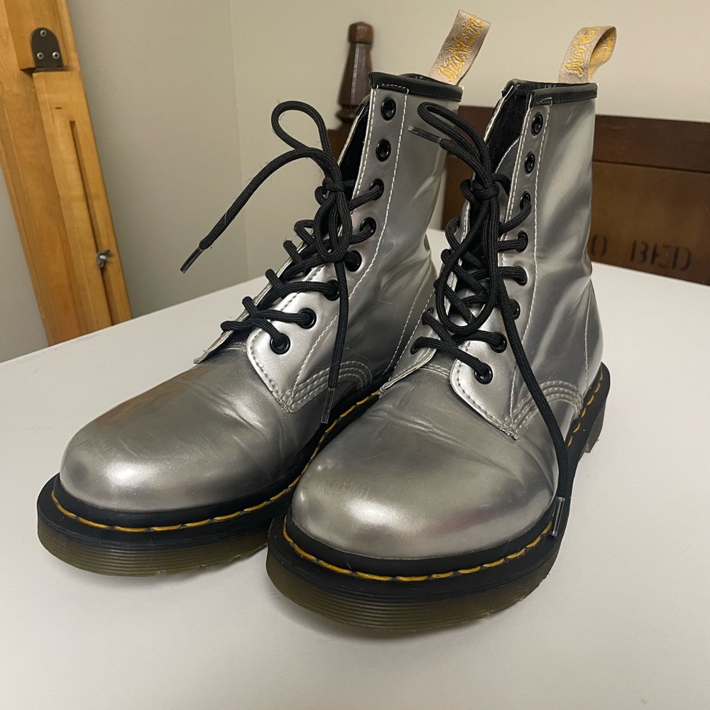 Silver Metallic Dr. Marten Boots